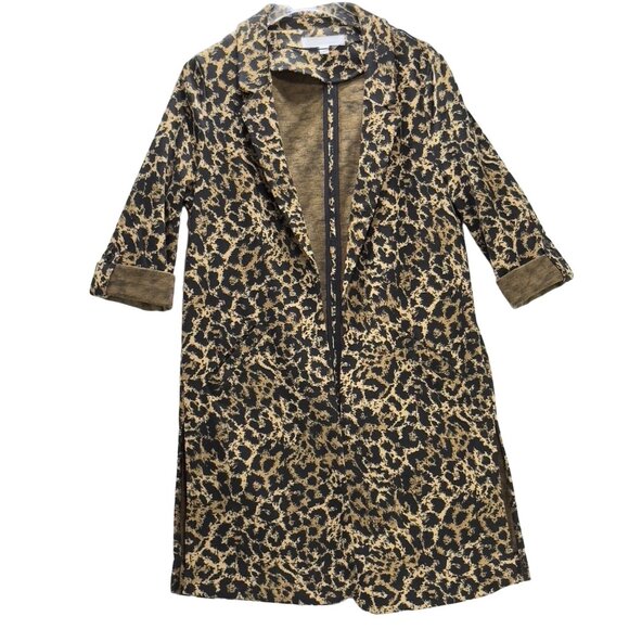 ADYSON PARKER Women's Open Front Cardigan Cheetah Print cuff sleeves Size S - Picture 5 of 14
